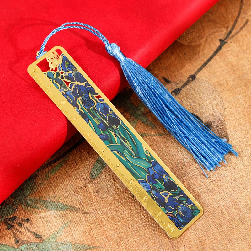 Natural Scenery, Flowers, Oil Painting, Hollow Bookmarks, Student Graduation Gifts, Teachers, Metal Ruler Bookmarks