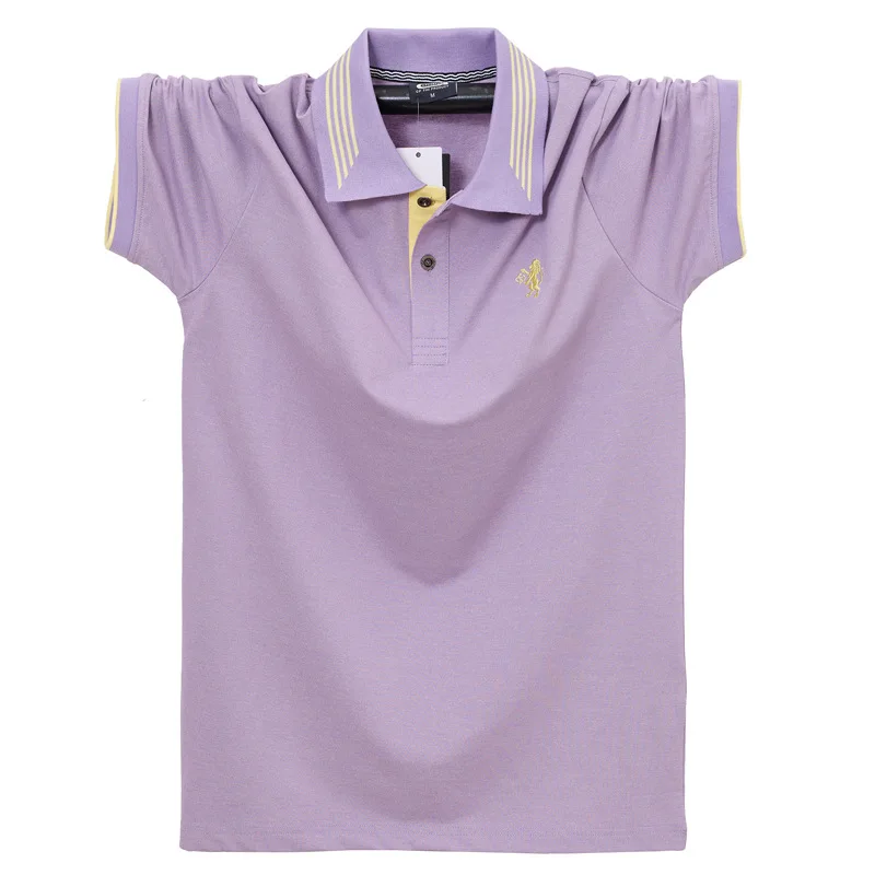 

2025 Male Plus Size Casual Loose Solid Color 5XL-6XL (Up To 200) Men Short Polos Summer New Men's Short Sleeve Polo Shirt