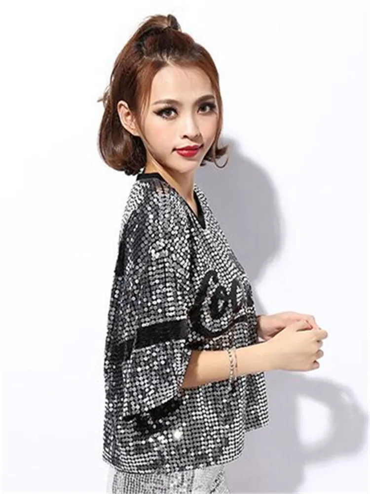 Unicorn Sequined Broadcloth for Women, Casual Kpop Tumblr, Promotion Cotton, Korean, New