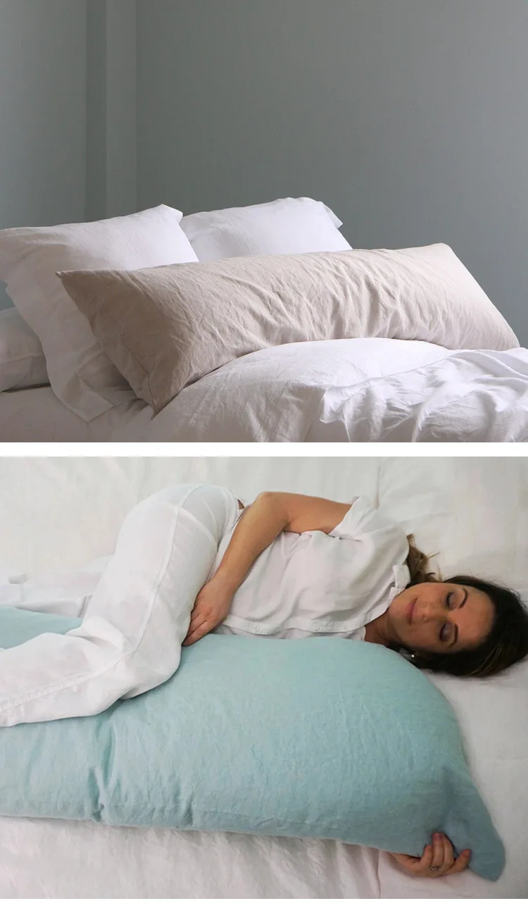 Doppelter langer Kissenbezug, 100 % reiner Leinen-Kissenbezug, Euro-Sham für Bett, Umschlag-Kissenbezug in Sondergröße, antibakteriell, milbenhemmend – Detail 5