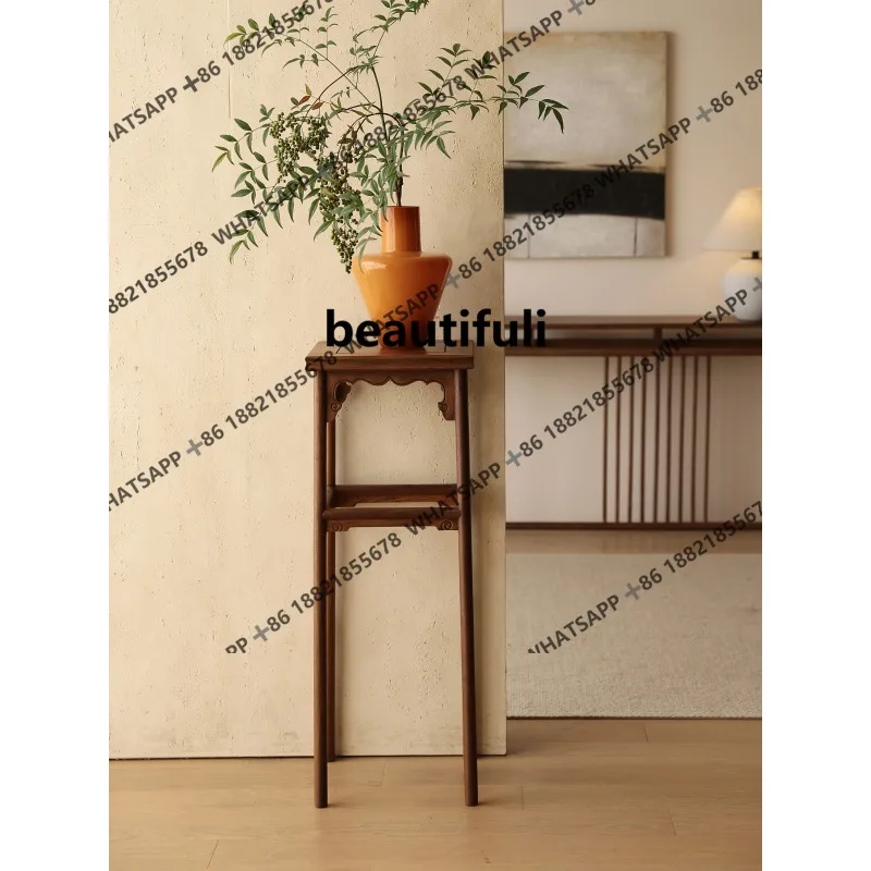 

Black walnut flower rack living room floor-standing shelf balcony