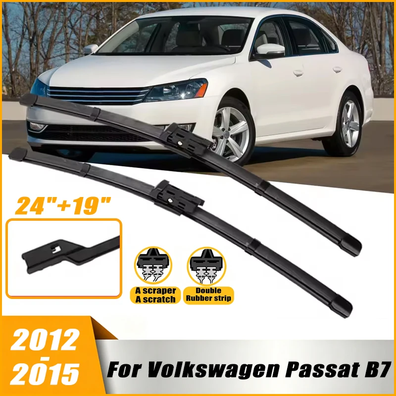 

2Pcs 24"+19" Front Windshield Wiper Blades For Volkswagen Passat B7 2012 2013 2014 2015 Quiet Durable Windscreen Wipers