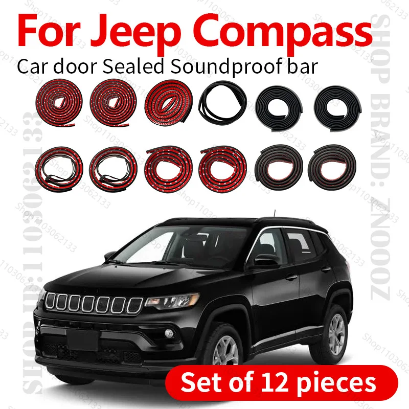 

For Jeep compass MP/MK Car Door Seal Strip Rubber Double Layer Sealing Protector Soundproof Strip Dustproof Seal Strip 12PCS Set