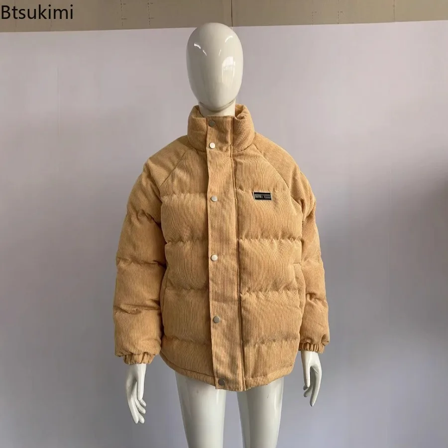 2025 Winter New Men Jacket Warm Solid Corduroy Cotton Padded Jackets Fashionable Simple Bread Men Clothing Parkas Coats for Men