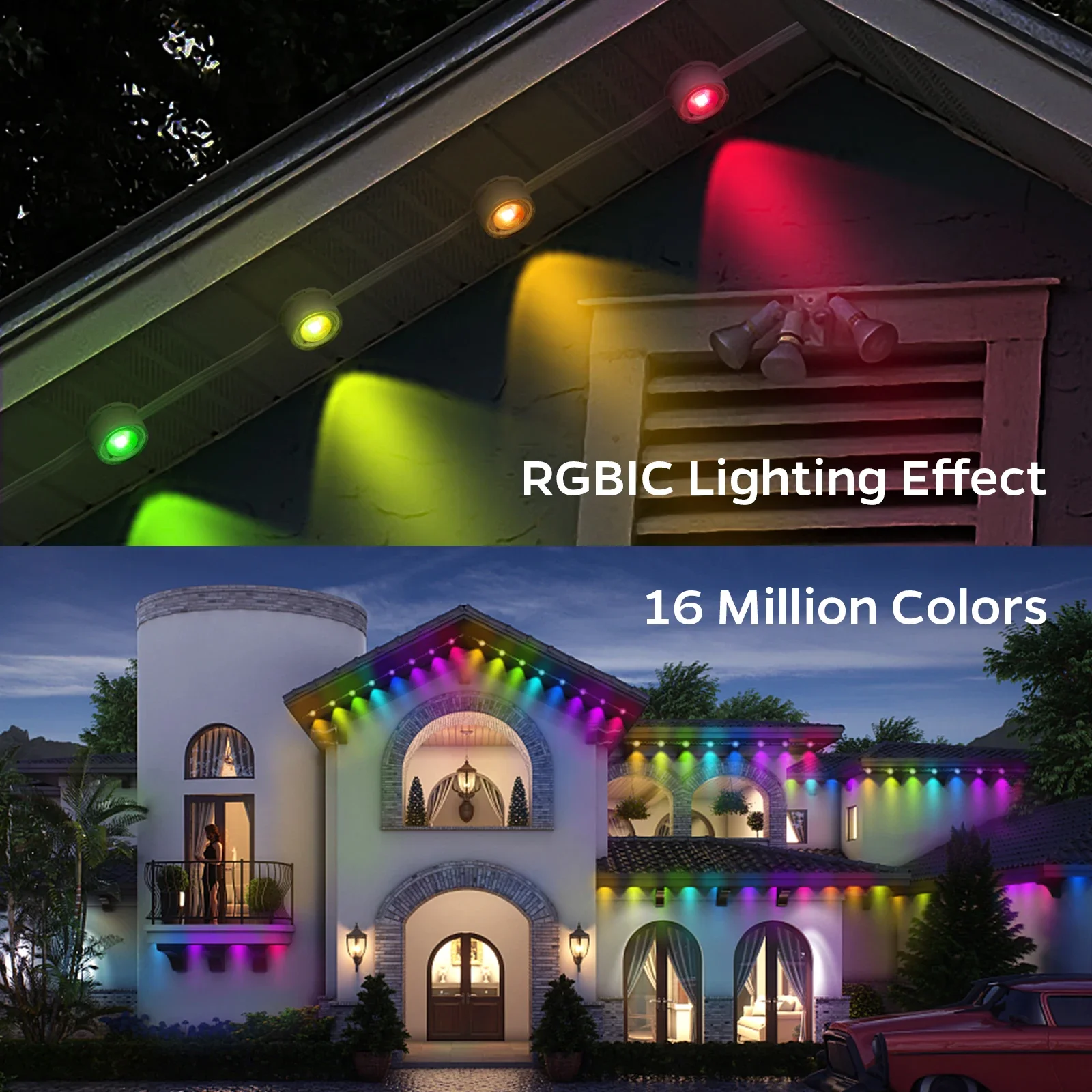 

Permanent Outdoor Eaves Light IP67 Waterproof House Lighting Holiday 50ft 100ft RGB 36v Easy Installation Led Light