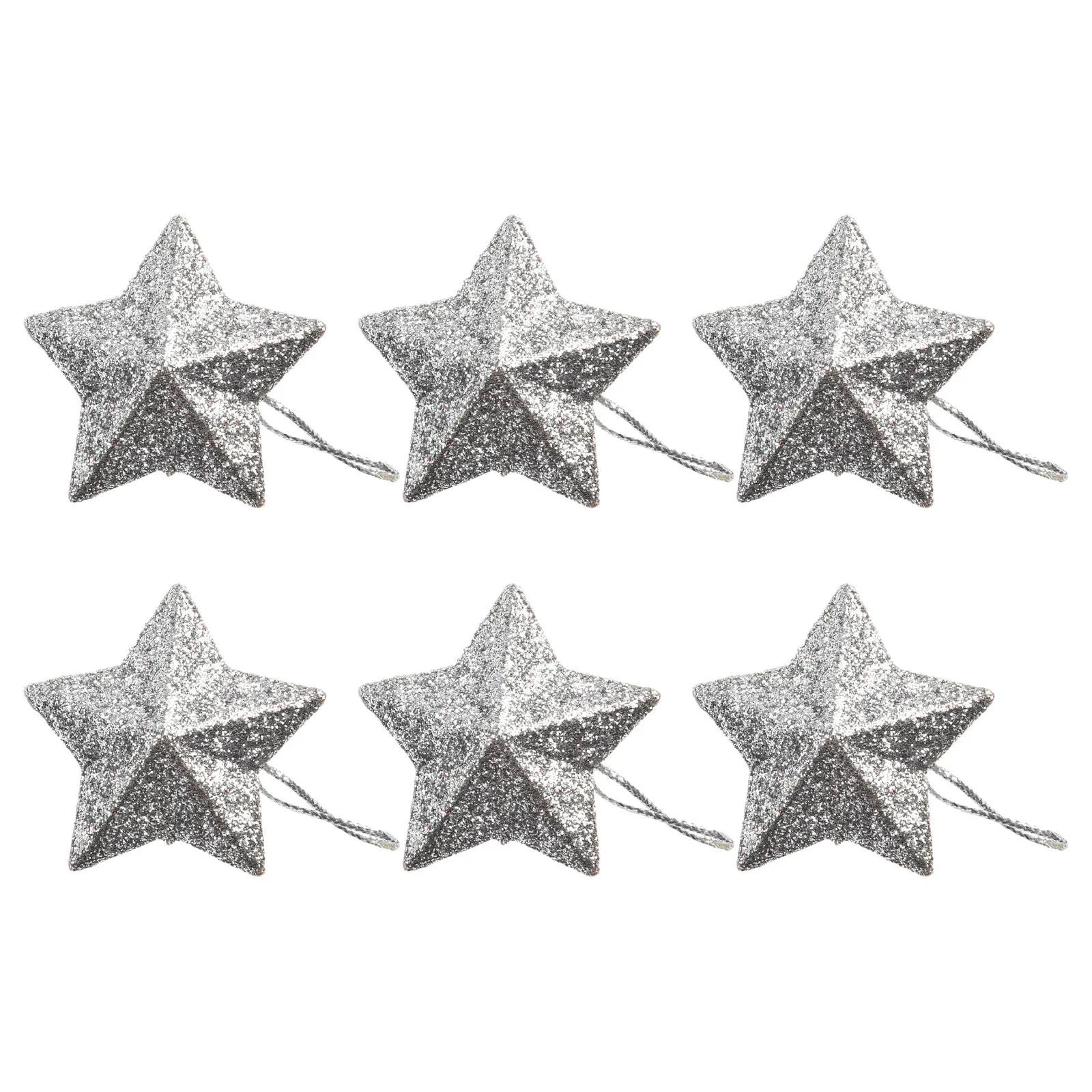 Star Ornament Star Pendants Family Dinner Valentines Day Plastic Silver 6Pcs Approx.5x5cm/1.97x1.97in Colorful Useful
