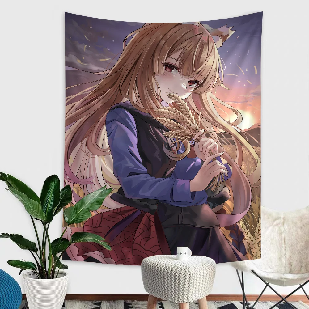 

Spice Wolf Tapestry Anime Tapestry Hanging Tarot Hippie Wall Rugs Dorm Wall Hanging Sheets