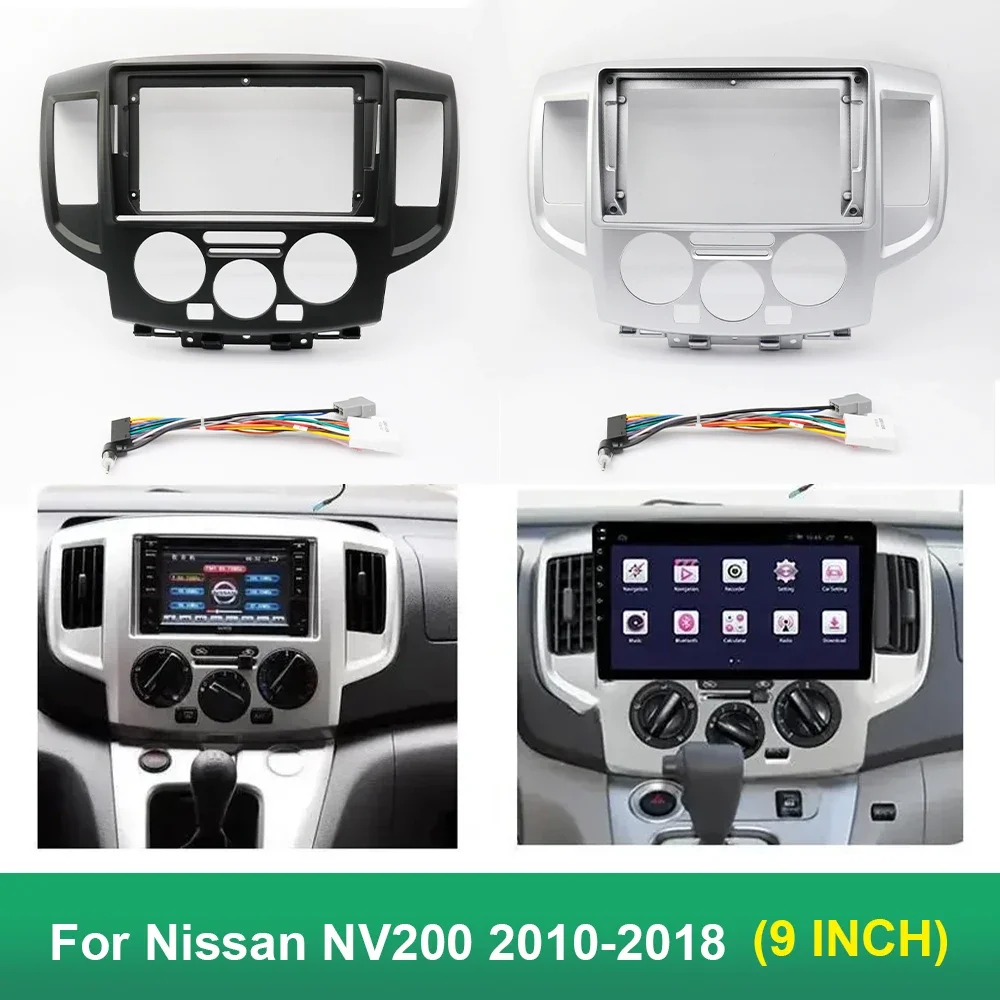 

Car Accessory Double Din 9 Inch Radio Plastic Fascia Panel Frame for Nissan NV200 2010-2018 Dashboard Mount Kit