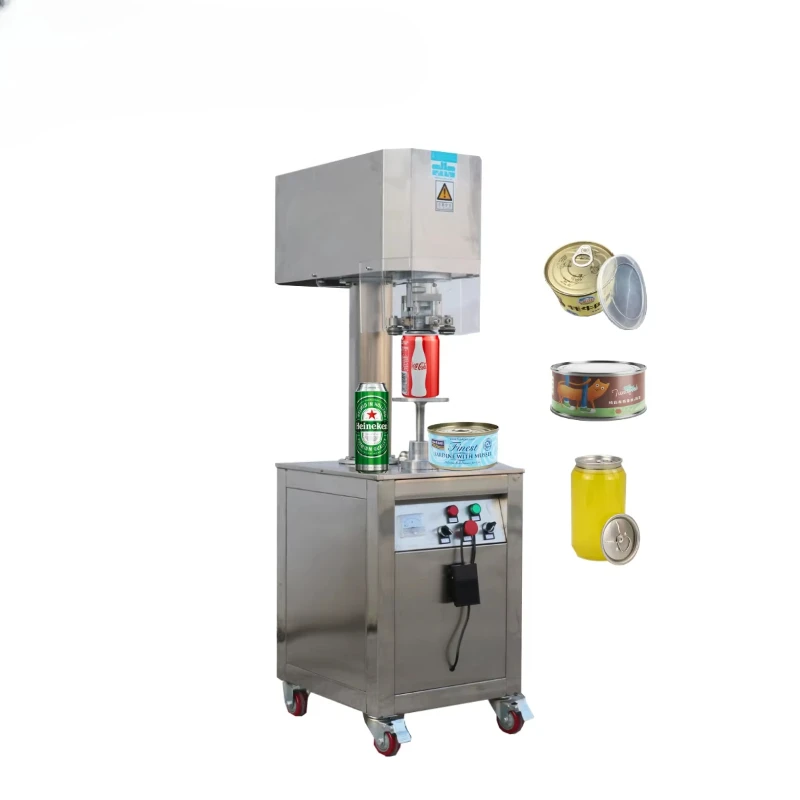 Semi-automatic food/beverage can sealing machine for aluminum/paper/polyester cans