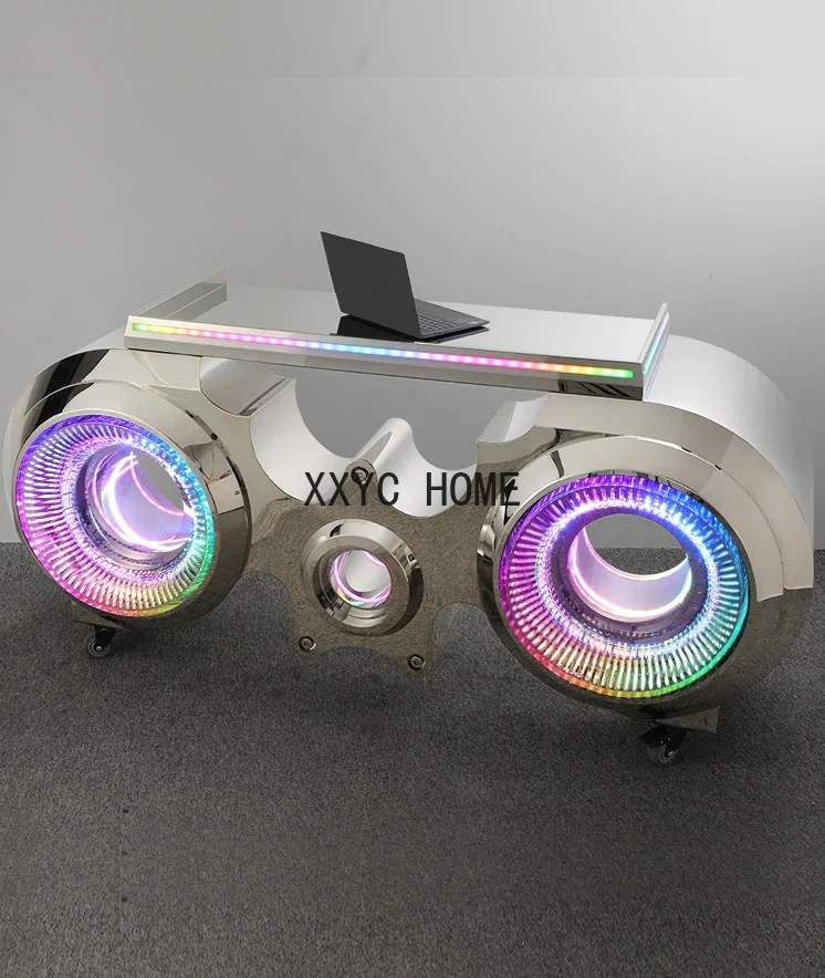 Bar Stainless Steel DJ Table KTV Private Room Luminous Dish Table Nightclub Portable Dish Table