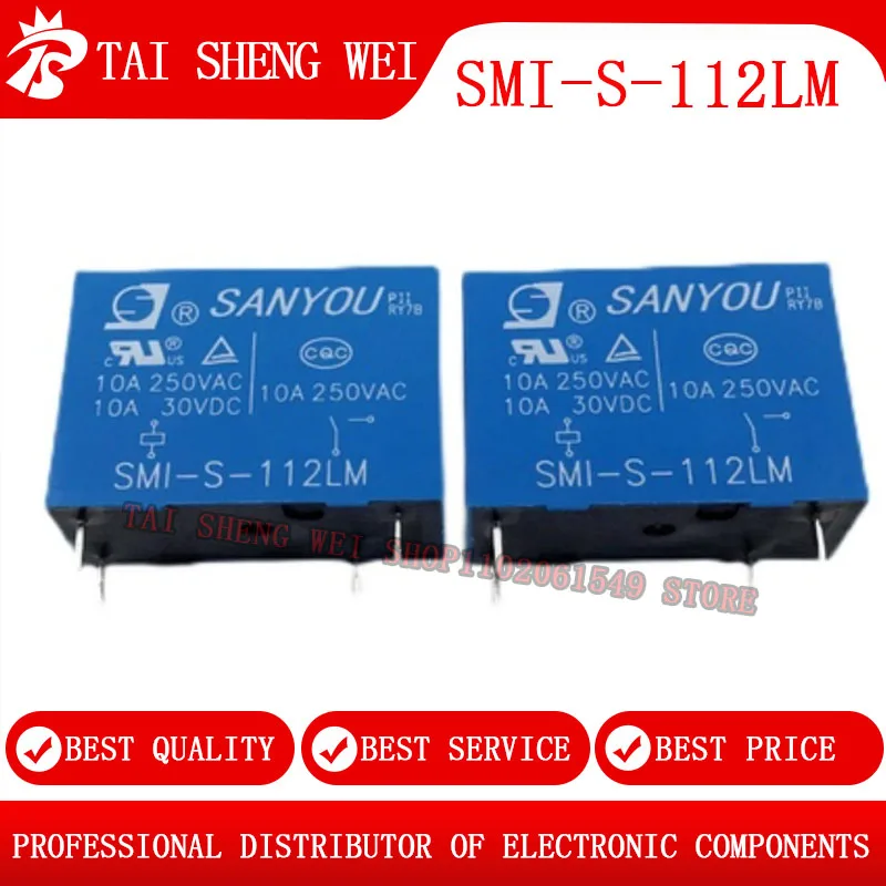 5pcs SMI-S-112LM 12VDC SMI-S-124LM 24VDC 10A 250VAC 4pins  Power Relay new Original