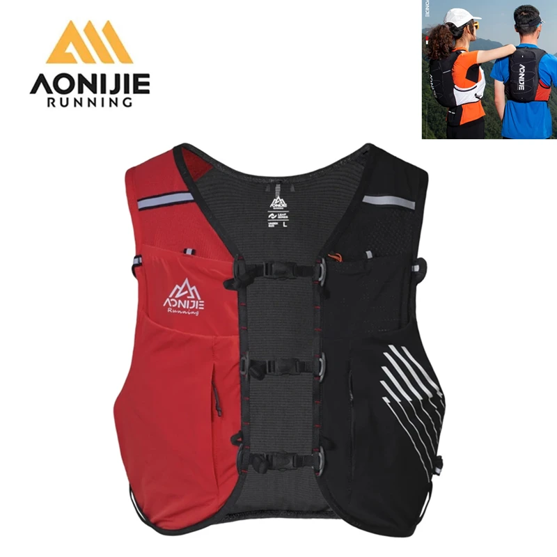

AONIJIE 10L C9116 Black Red Running Backpack Hydration Bags Lightweight Off-Road Hydration Packs Vest Hiking Rucksack