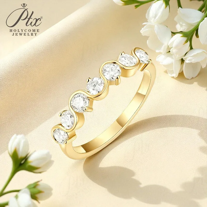 Moissanite Ring D Color VVS1 Clarity 925 Silver 18K Gold Lightweight Comfortable Trending Charm Daily Wear Jewelry for Woman