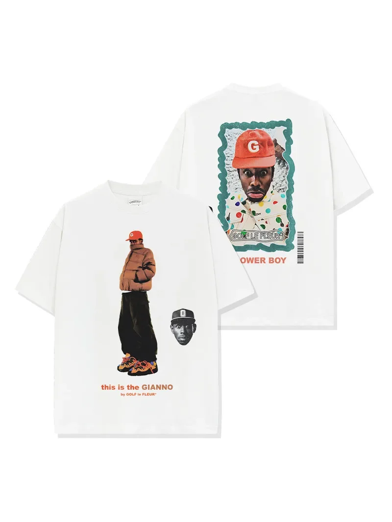 

Tyler The Creator Taylor Американская футболка с двусторонним принтом, хлопковая свободная футболка в стиле ретро с короткими рукавами