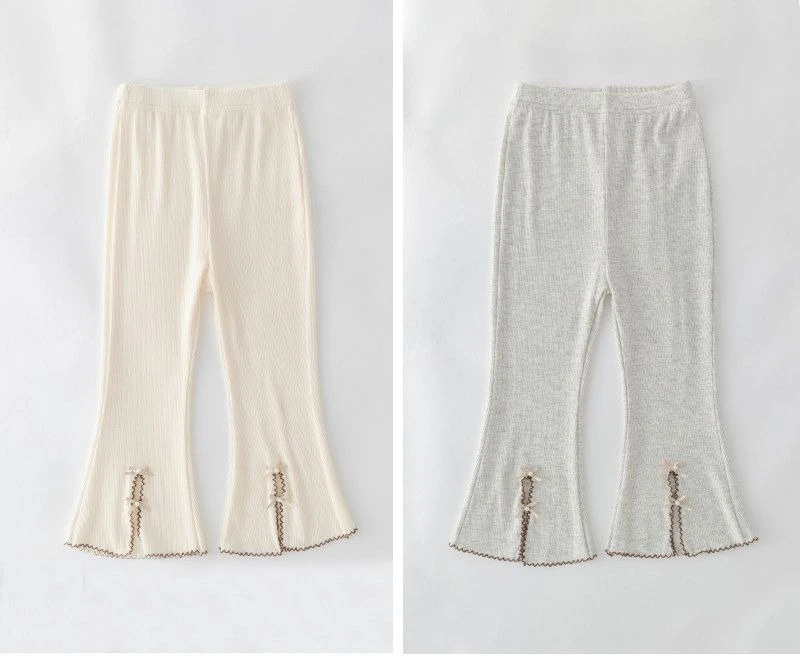 Summer girls' leggings, Modal ice silk seven quarter pants, children's micro flared split, light and thin