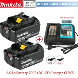 100% Original Makita 6.0 Ah 18V Rechargeable Power Tool Battery, Replaceable LED Lithium-ion, LXT BL1860B BL1860BL1850 BL1830