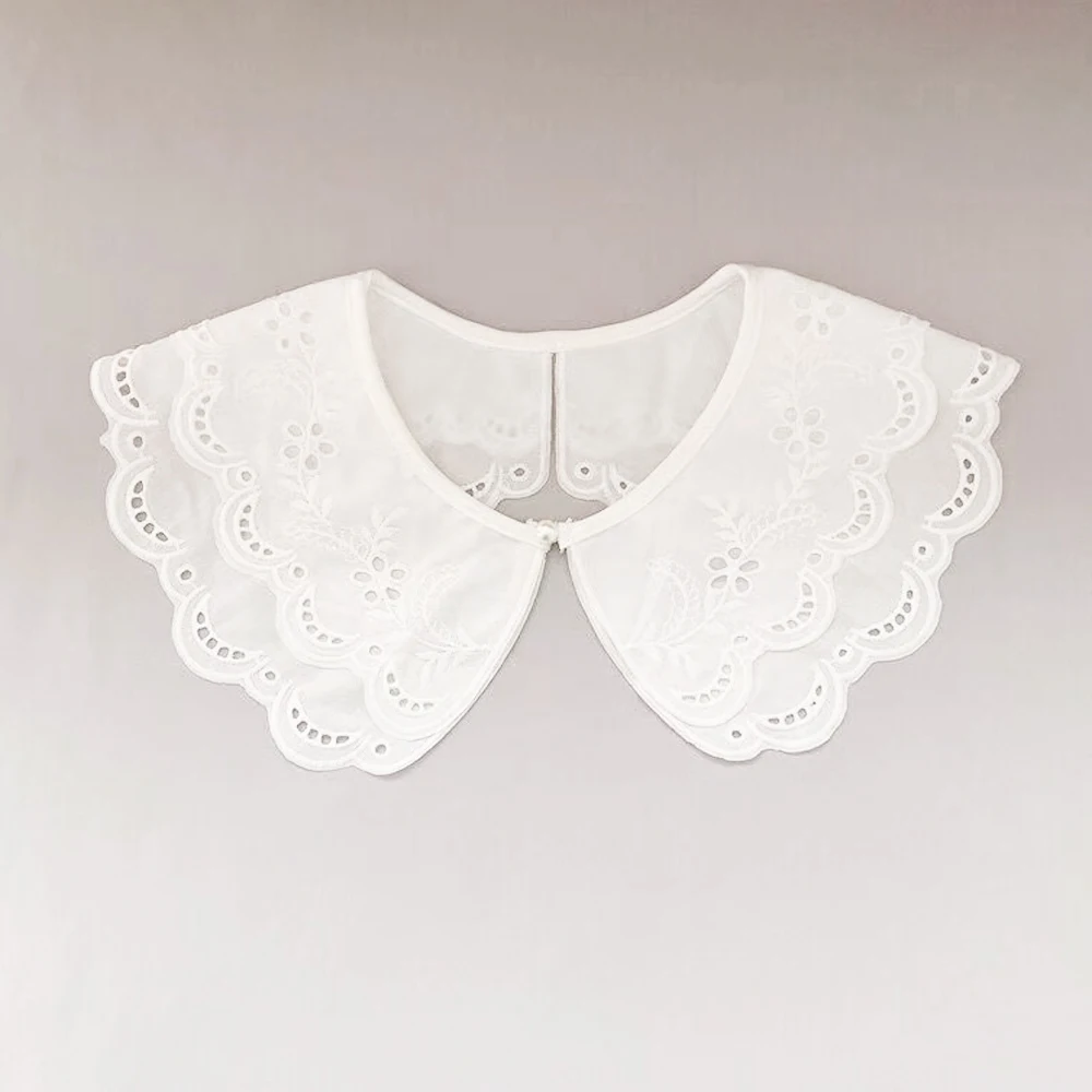 

Lolita Fake Collars Woman 페이크카라 Embroidery Lace Collar Cuellos Calsos Para Mujer Women With Imitation Pearl Bowtie Accessories