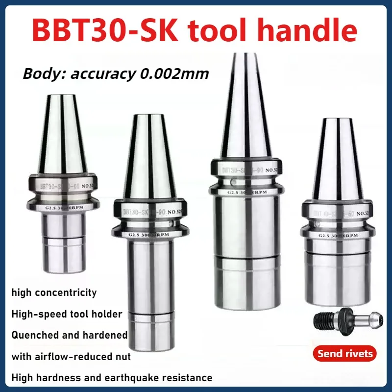 

Высокоточный держатель инструмента BT30 0,002 мм BBT30 BBT40 BT40 SK10 SK16 Держатели инструментов Цанга SK Фрезерный шпиндель BT для токарного патрона с ЧПУ