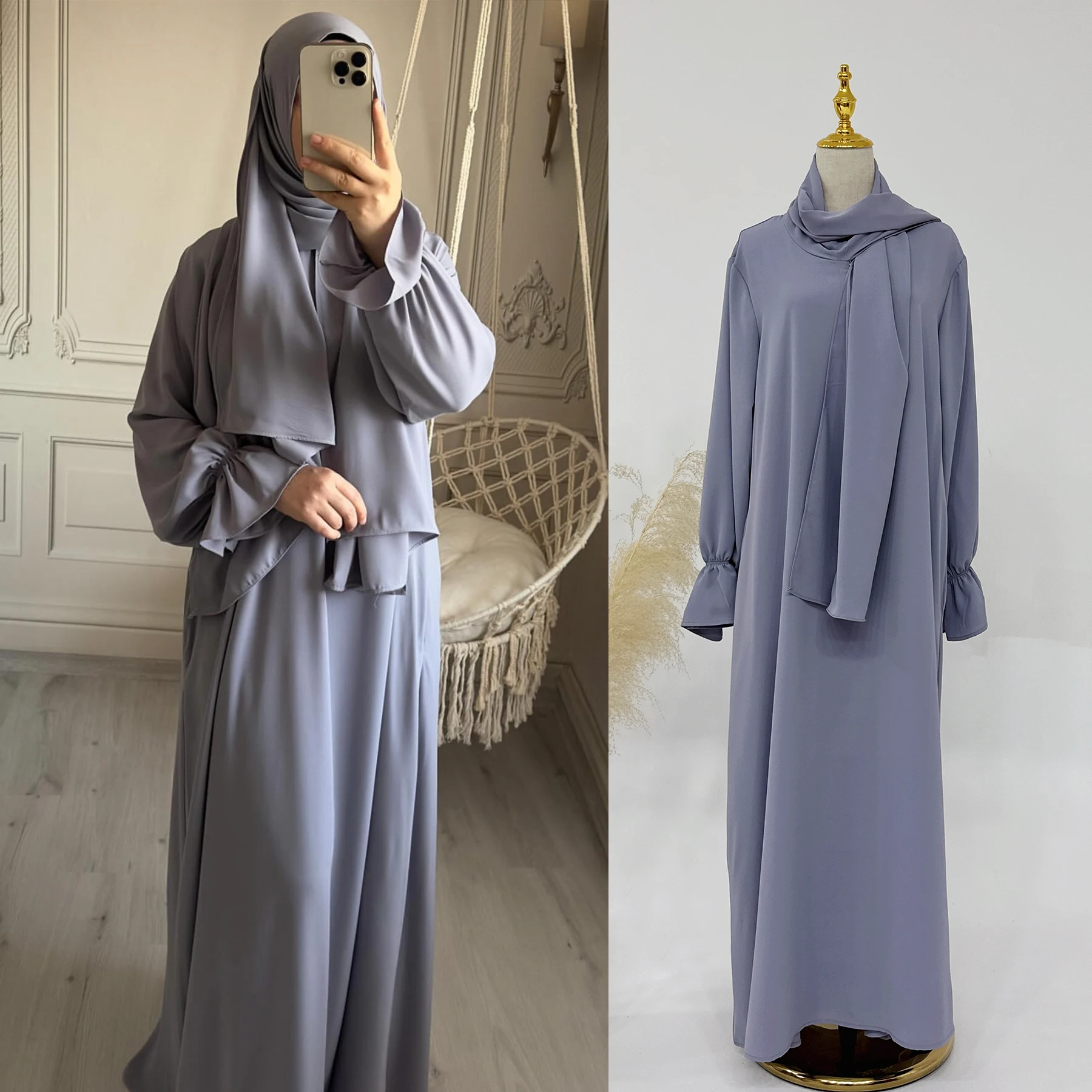 

Eid Djellaba Abaya Muslim Women Hijab Maxi Dress Turkey Kaftan Dubai Saudi Islamic Ramadan Arab Robe Femme Jalabiya Caftan Gown