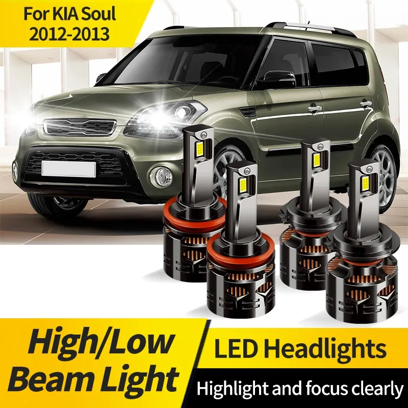 

2PCS For KIA Soul 2012 2013 Led Headlight H7 High Low Beam Lamp Canbus 6000K White Super Bright H11 Car Auto Headlamp Bulbs