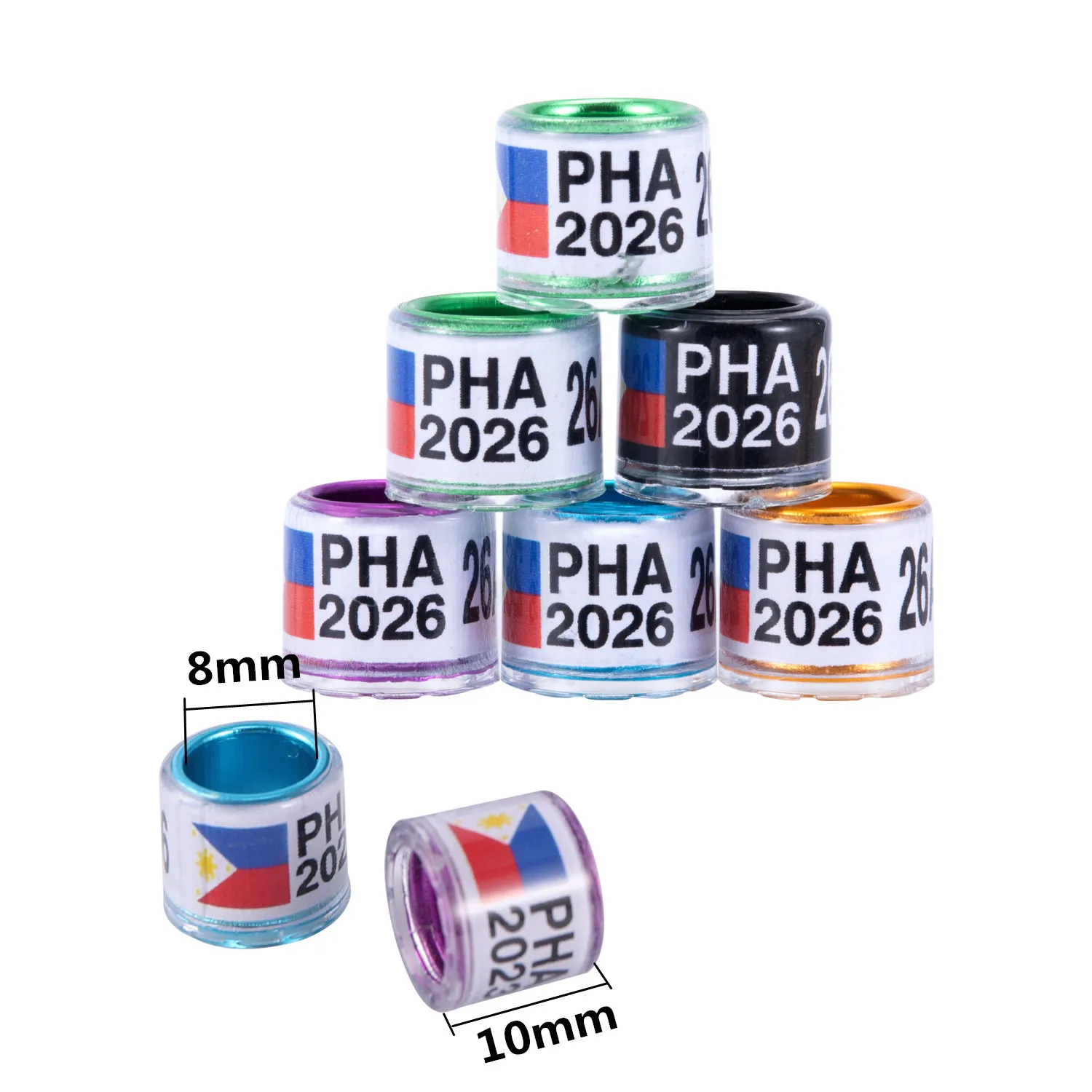 حلقة قدم الحمام PHA 2025/2026 بقطر داخلي 8 مم، متعددة الألوان، حلقة تدريب خارجية للحمام، أدوات الحمام، 10 قطع