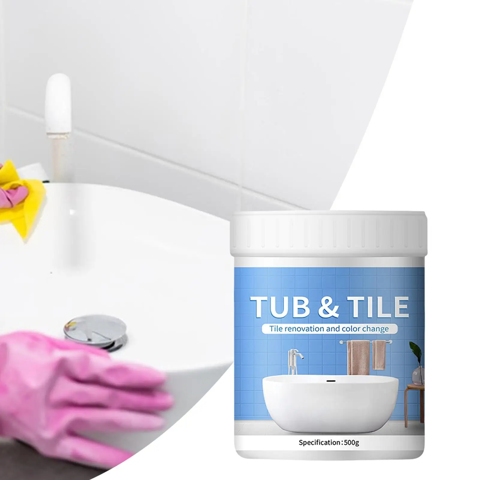 500g Bathroom Tile Paint Kit with brush WaterBased Quick-Dry Bath Refinishing Kit Bathtub Cover-up Kit for Bathtubs Sink