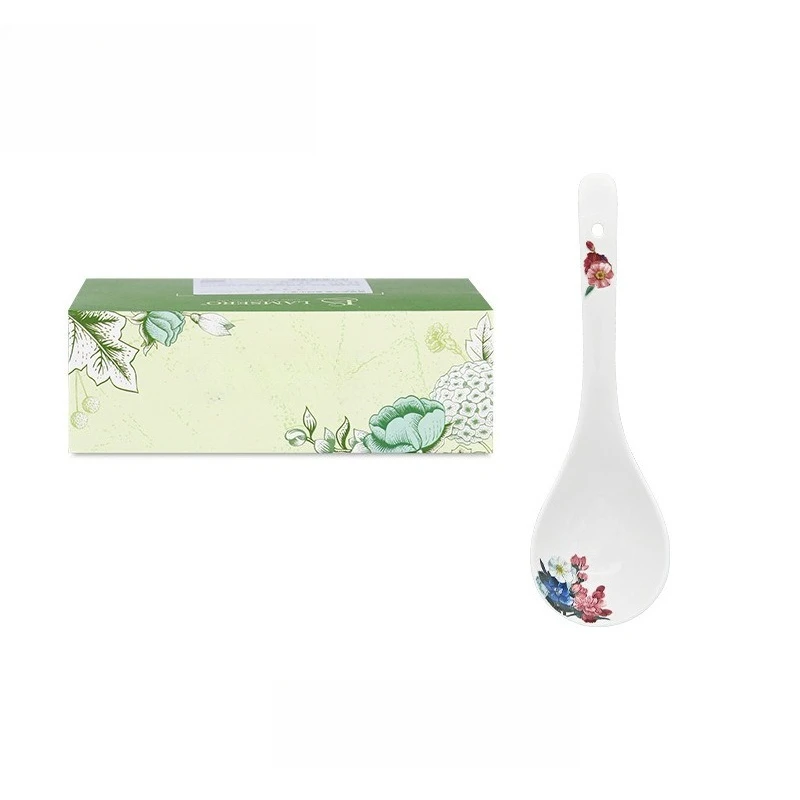 High-end household large spoon, flower retro pattern, high-end clear