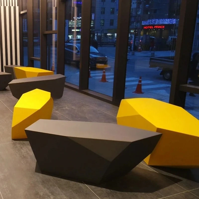 Unique Fiberglass Waiting Chair Polygonal Leisure Seat Office Building Lobby Public Rest Area Shopping Mall