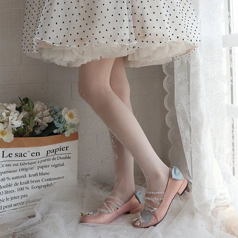 Japanese Style Tights Stocking Butterfly Tattoo Y2k Stockings JK Lolita Cosplay Pantyhose Sweet Women Girls All-match Tights