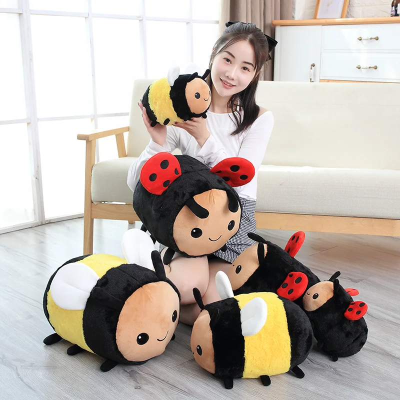 20-40CM Cute Plush Bee Ladybug Baby Dolls Stuffed Cartoon Insect Toys Kids Room Home Decorative Pillows Birthday Gifts for Child