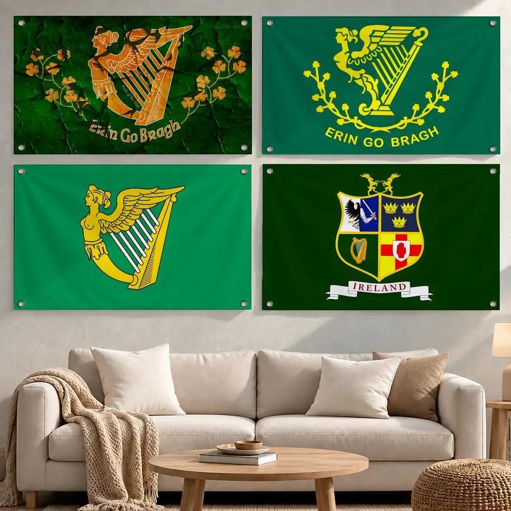 Country Ireland Flag Irish Harp Erin Go Bragh Flags wall flag fabric hanging flag room decor apartment living room photo corner
