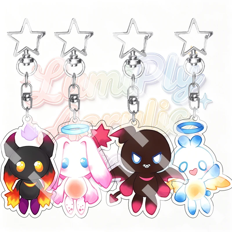 Kawaii Cartoon 5cm Angel Devil Double-sided Print Acrylic Keychain Bag Pendant Cute Accessory Backpack Charm Birthday Gifts Toys