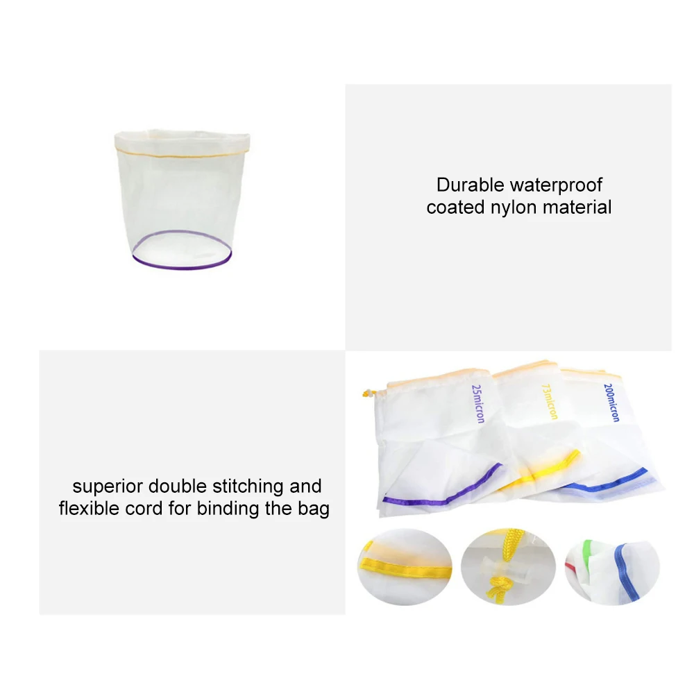 5pcs 1 Gallon Or 5 Gallon Filter Bag Bubble Bag  Kit Set Micron Drawstring Extraction Bags