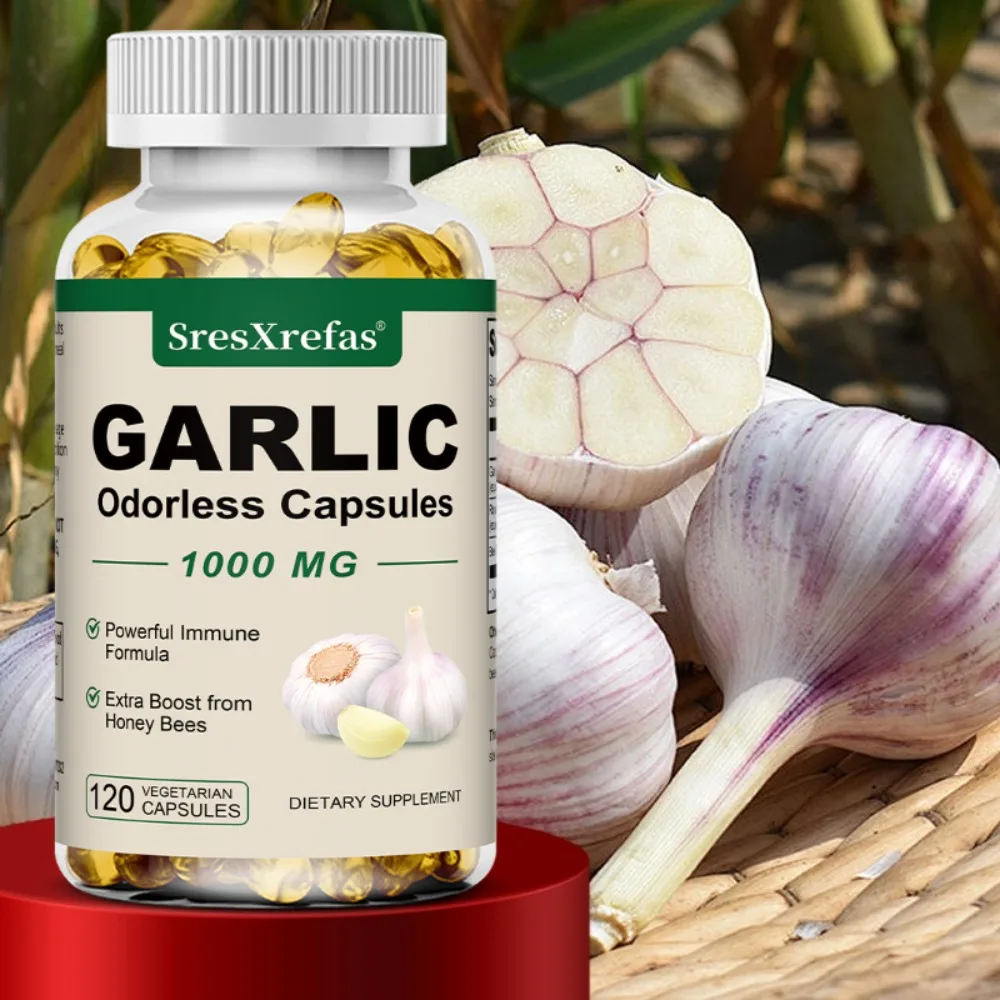 Organic Garlic Capsules with Royal Jelly - Nourishes The Skin, Helps Cardiovascular Health, Immunity, Antioxidant Support