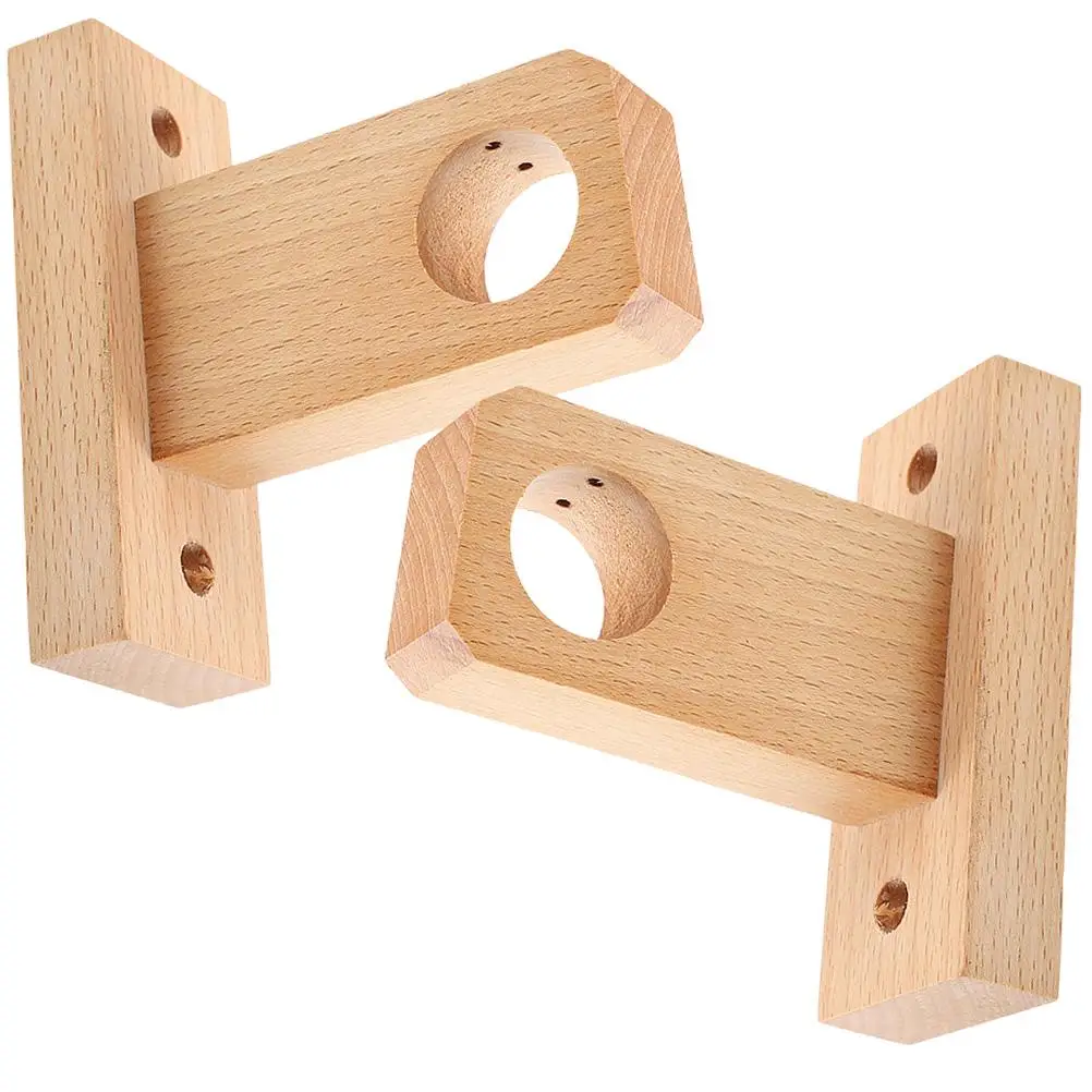 

2 Pcs Curtain Rod Bracket Hooks For Wall Curtains Blind Wood Brackets Rods Mounting Wooden