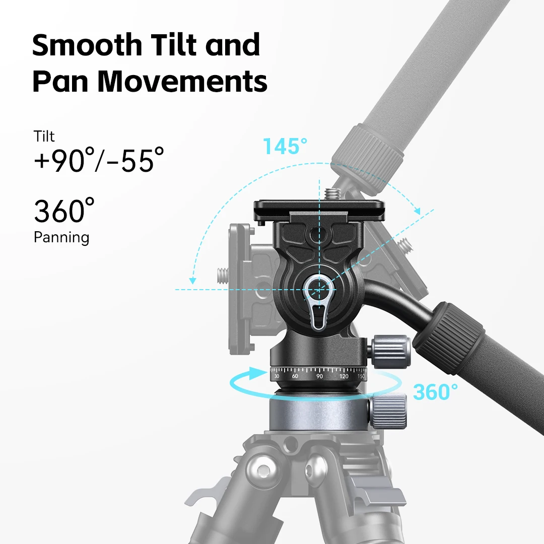 SmallRig CH20 Video Head with Leveling Bowl Base ,Video Head only 350g Load 4kg with Telescopic handle Compact and Portable 4170