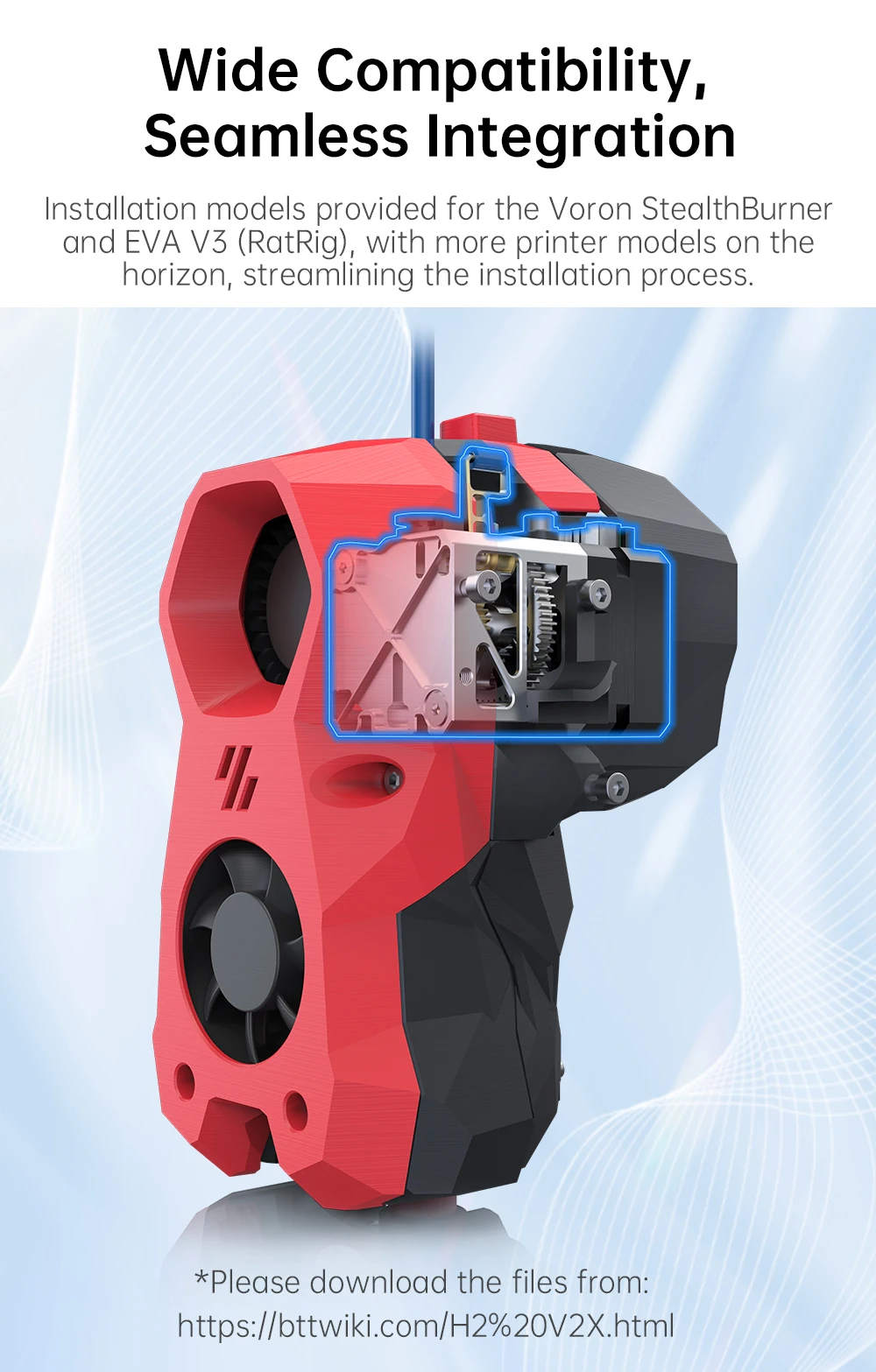 Imagem -04 - Extrusora Direta Orbitadora V2.0 Dual Gear Maior Fluxo Hotend Impressora 3d Peças Extrusora para b1 bx Ender3 Voron2.4 Biqu-h2 V2x