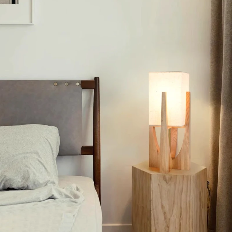 

Japanese Designer Floor Lamp Minimalist Wooden Floor Lamp Living Room Bedroom Sofa Bedsides Study Decor Solid LED Standing Lamps
