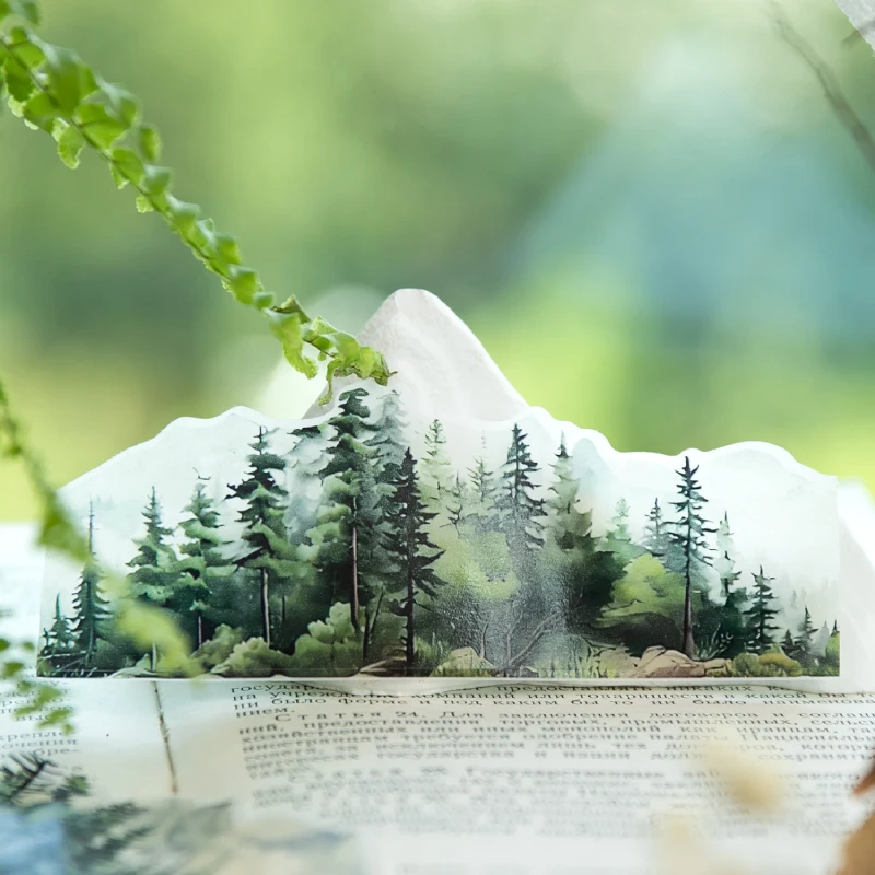 Journal GO 5x200cm Forest Mountains and Rivers PET Tape Landscape Stickers DIY Scrapbooking Diary Planner Masking Tape