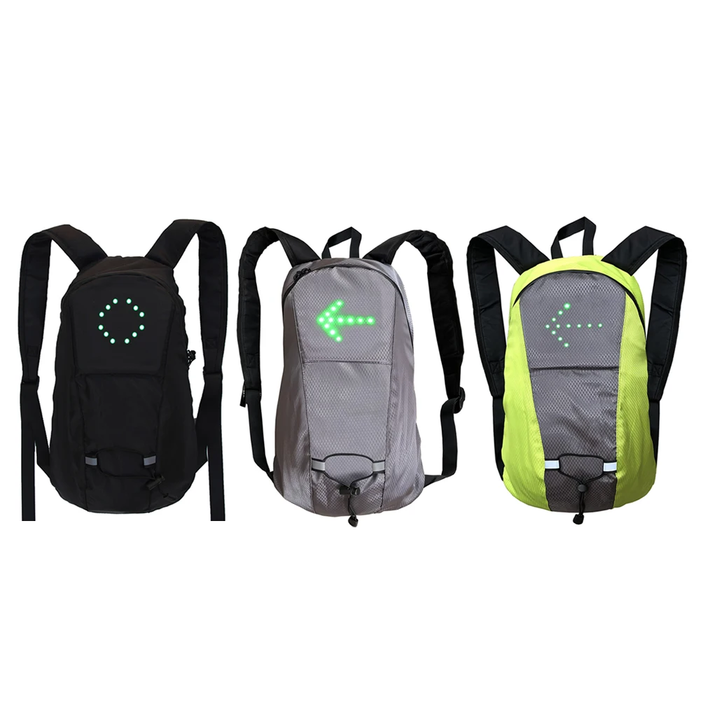 Cycling MTB Bag Safety LED Turn Signal Light Bicycle Running Camping Backpacks