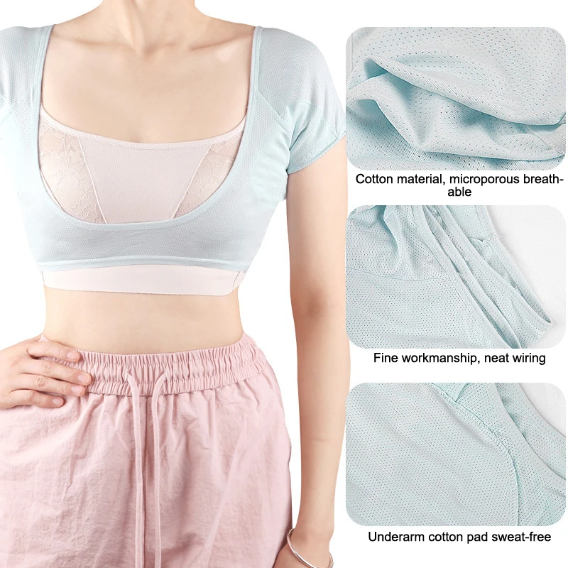 Vestiti che assorbono il sudore di alta qualità Maglia ultrasottile Gilet avvolgente per il torace ad asciugatura rapida A prova di sudore Ascelle Cuscinetti per il sudore T-shirt da donna