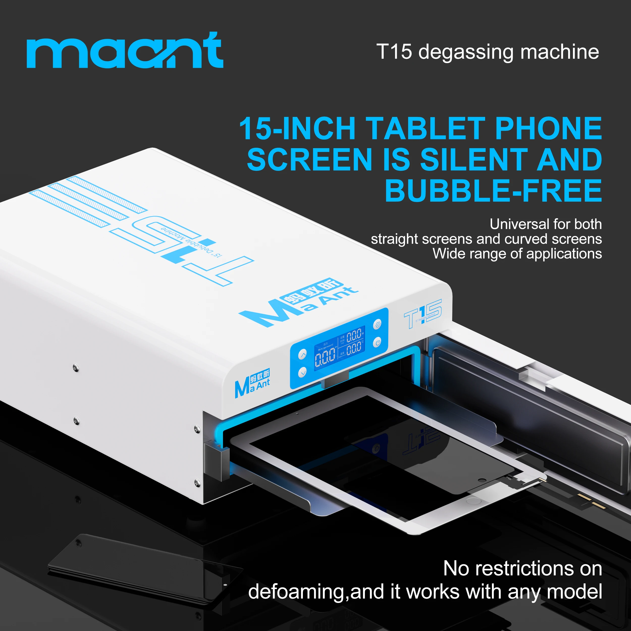 MAANT T15 Universal Defoaming Machine Suitable for 99.9% Under 15 Inches IP/Android Phone Tablet Defoamer Phone Repair Tool