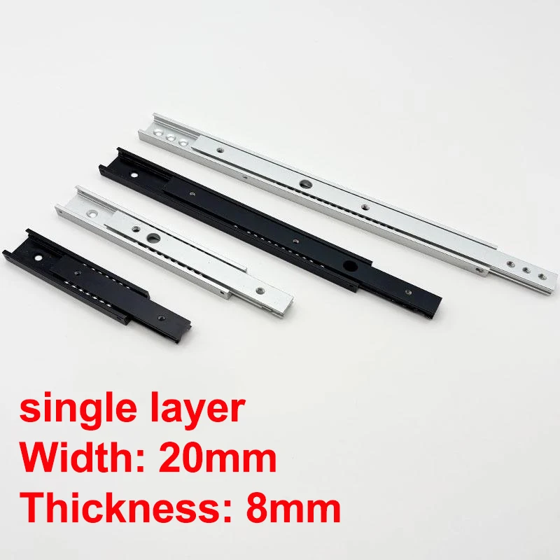 20mm Wide 2-Section/3-Section Aluminum Alloy Linear Sliding Rail Keyboard Holder Light Load Mechanical Equipment Guide Rail