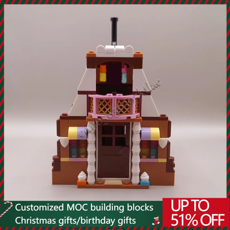 497 PCS MOC Second Floor Balcony Gingerbread House Building Block Model Children Creative Diy Assembly Toys Puzzle Festival Gift #5