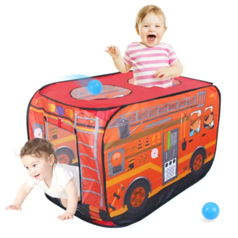 طوي لعبة اللعب منزل سيارة مطافئ حافلة الشرطة المنبثقة لعبة خيمة مسرح القماش هدية للأطفال مكافحة الحرائق نموذج Dopship هدية #2