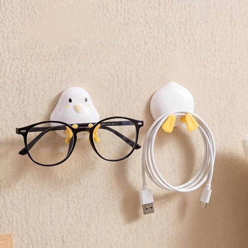 1/2Pcs Cable Rack Chicken Duck Shape Cable Holder Strong Load Bearing Data Cable Storage Hook Wall Mounted Space Saving Rack