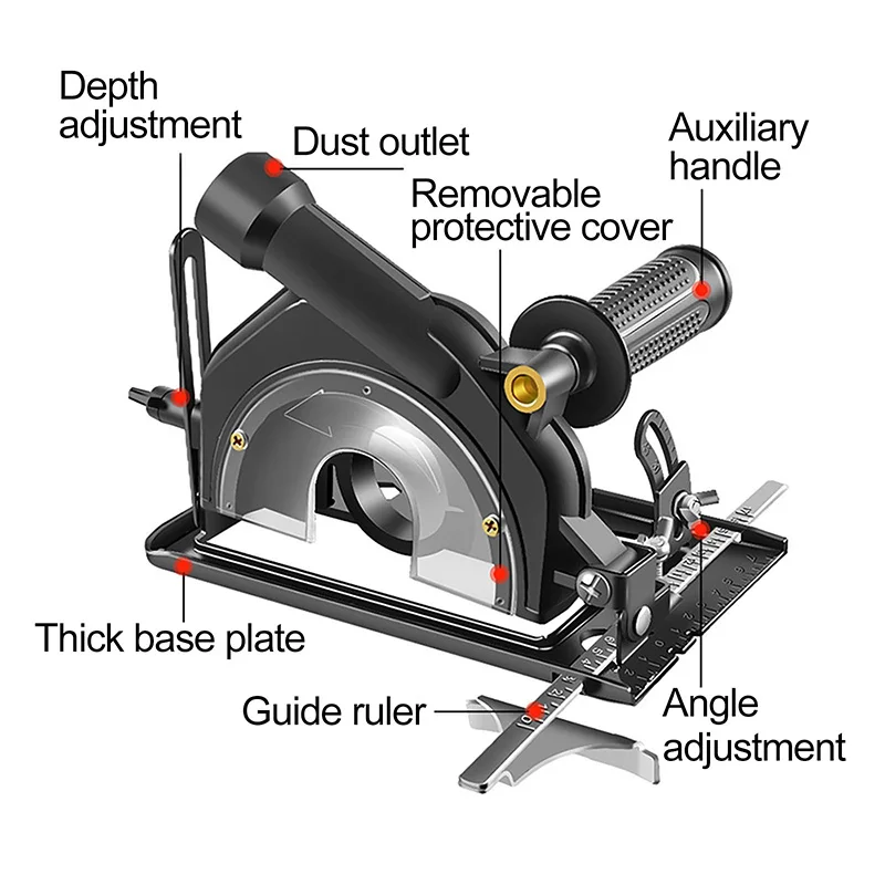 Home Tool 0~40mm Depth Cutting Machine Accessories Base Adjustable Angle Grinder Bracket To With Guide Ruler And Stone Saw Blade