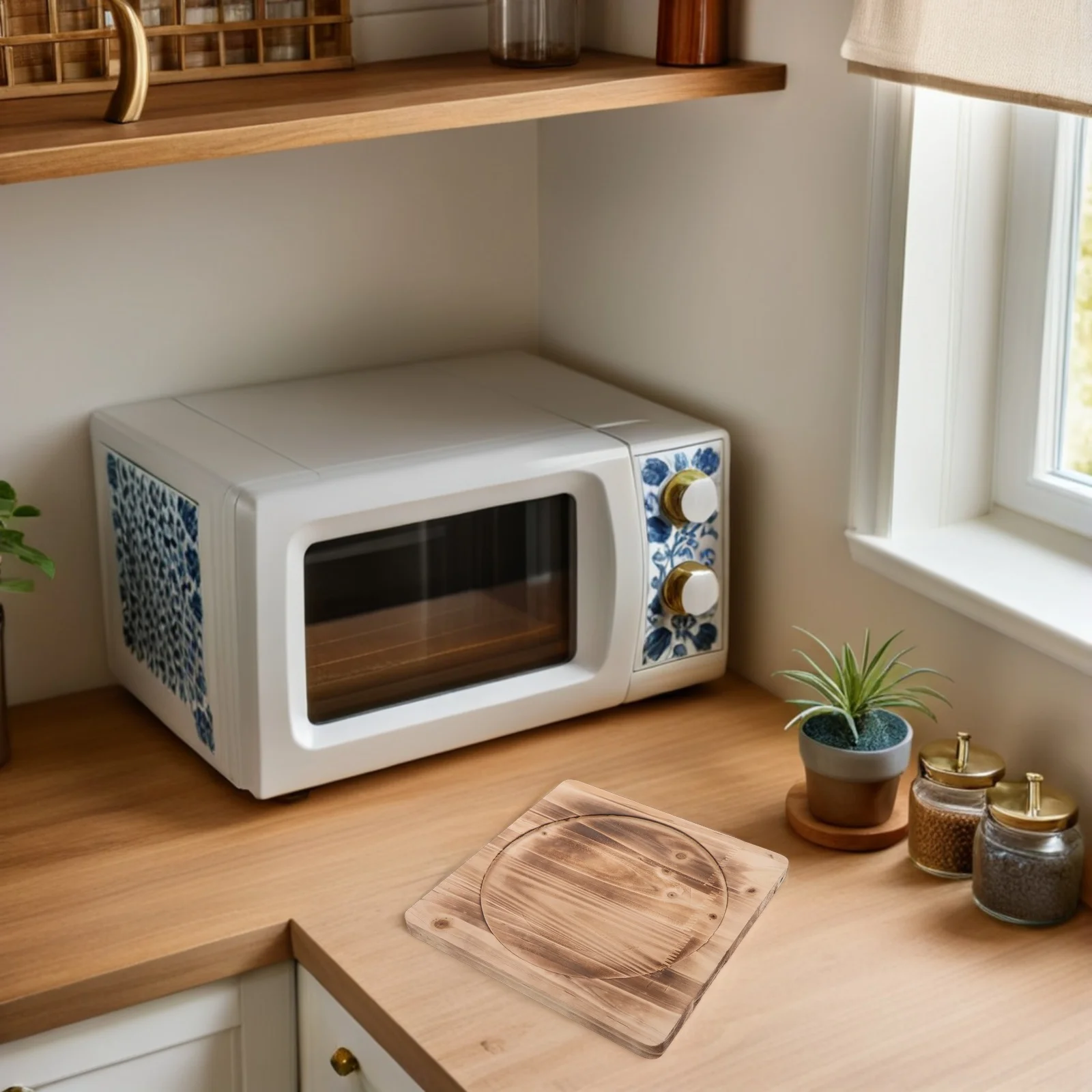 

Non-Slip Wood Trivet Pad 9x9 Heat Insulation Wooden Hot Pot Mat Dining Table Protector Square Design Insulating Mat