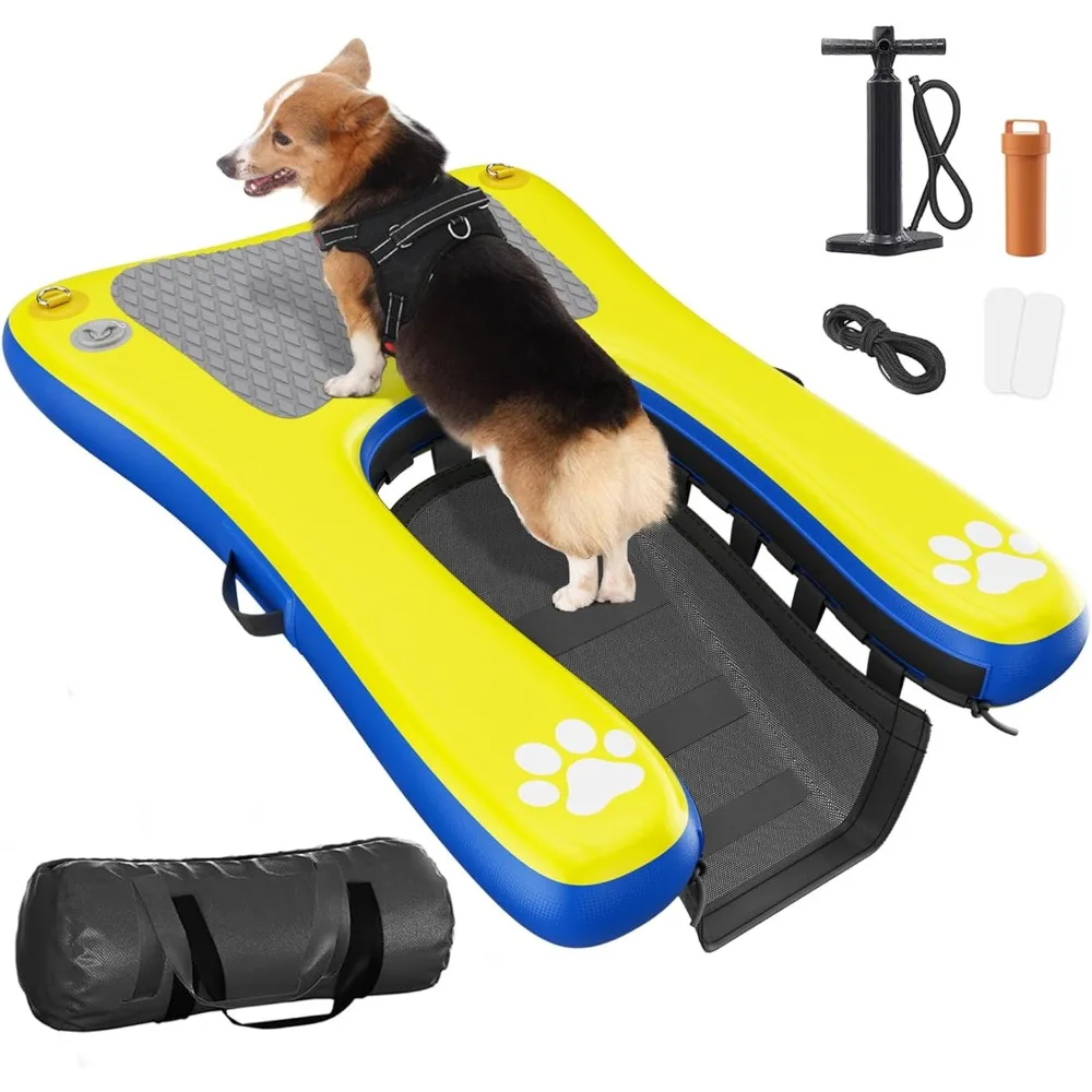 Plataforma inflable del muelle del flotador de la piscina del perro para perros pequeños, escalera de la rampa de la piscina del perro con los escalones antideslizantes | Rampa de agua flotante para perros para Boa