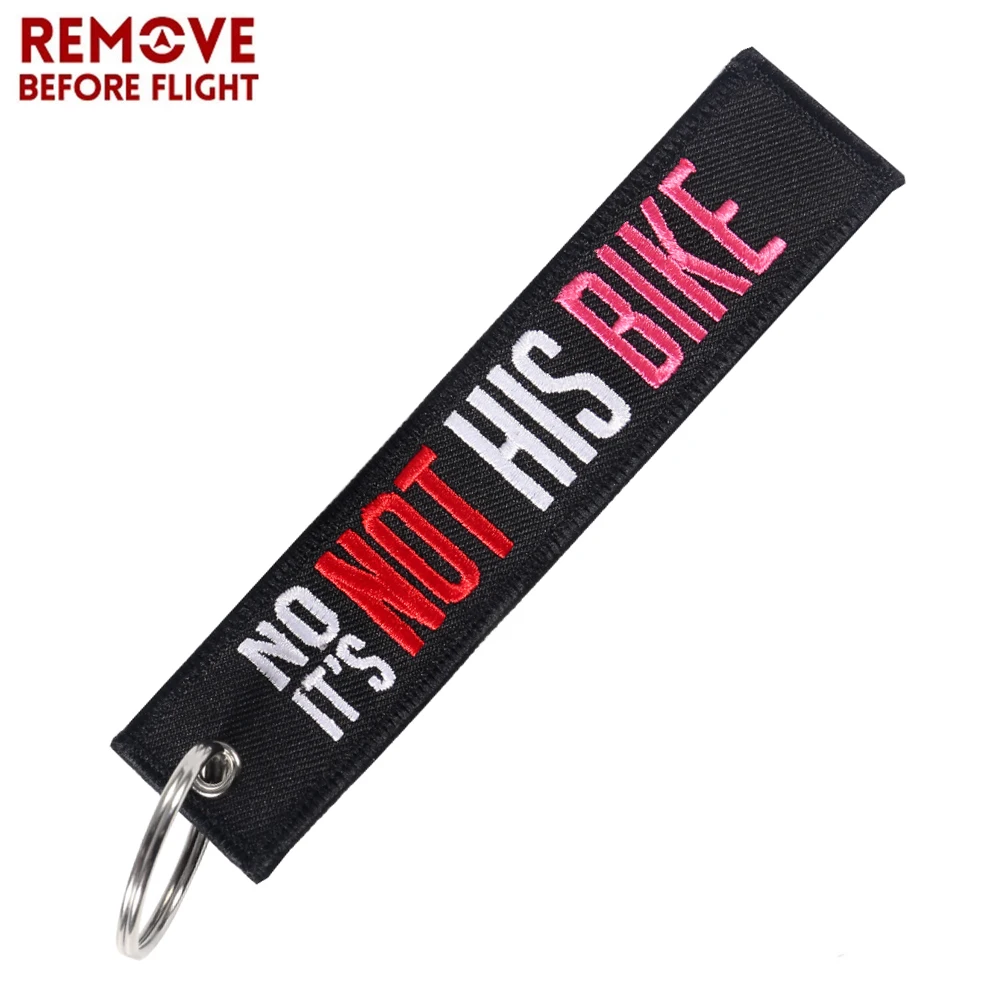 1 PC Motorcycle Keychain Jewelry Embroidery IT\'S NOT HIS BIKE Car Key Ring Chain for Women Gifts Luggage Tags Pink Key Chians